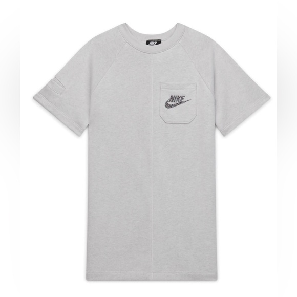 Nike Girls Sportswear Short Sleeve Sweatshirt Tunic T Shirt Gray Dress Size XL - Picture 1 of 6